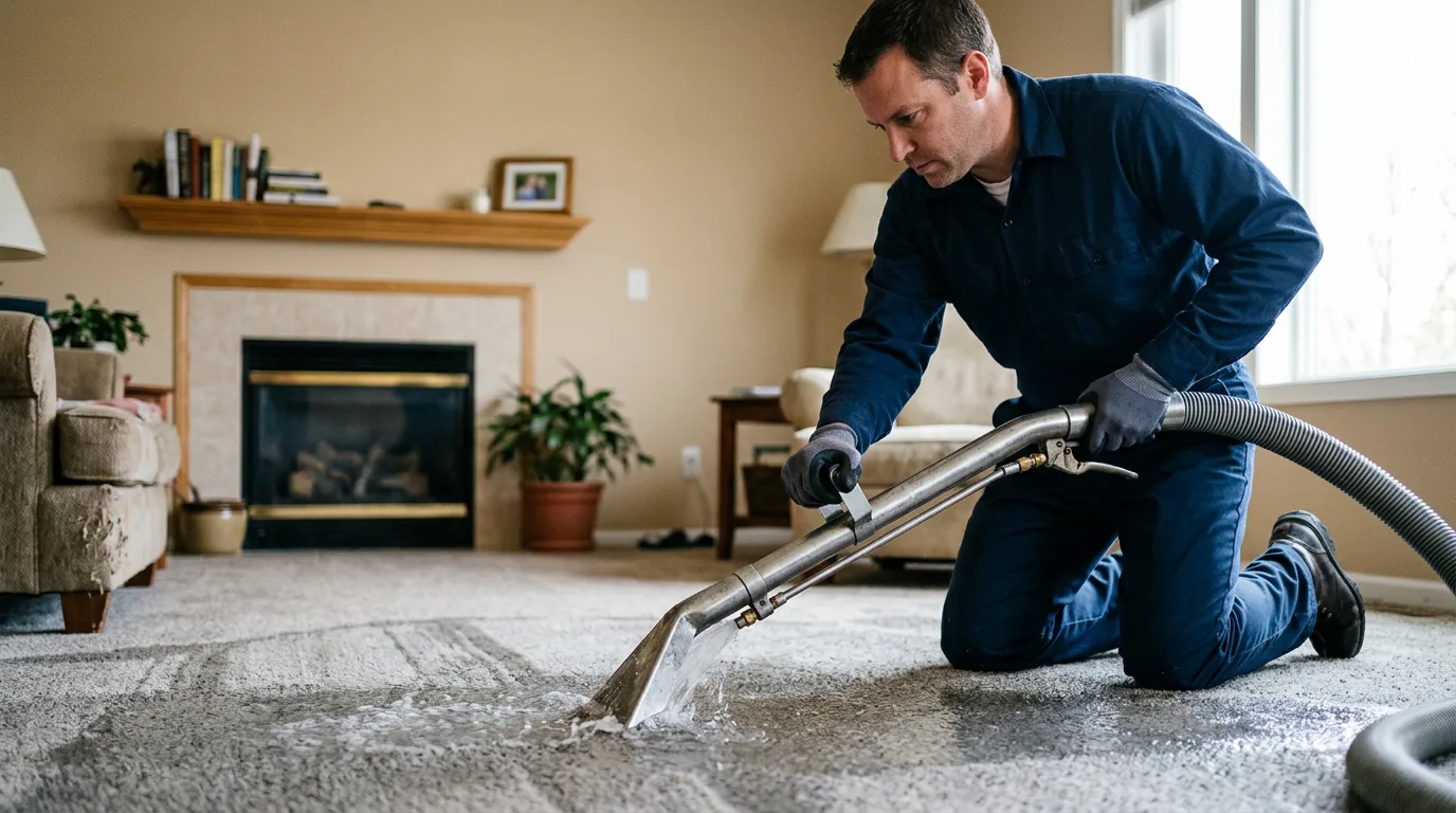 Water damage restoration technician working near Delafield, WI